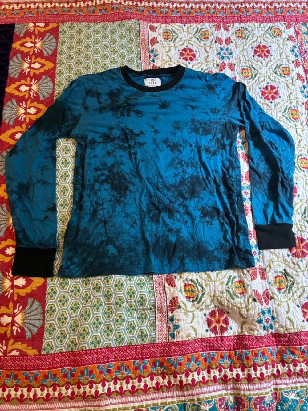 Blue and Black Tie Dye Shirt